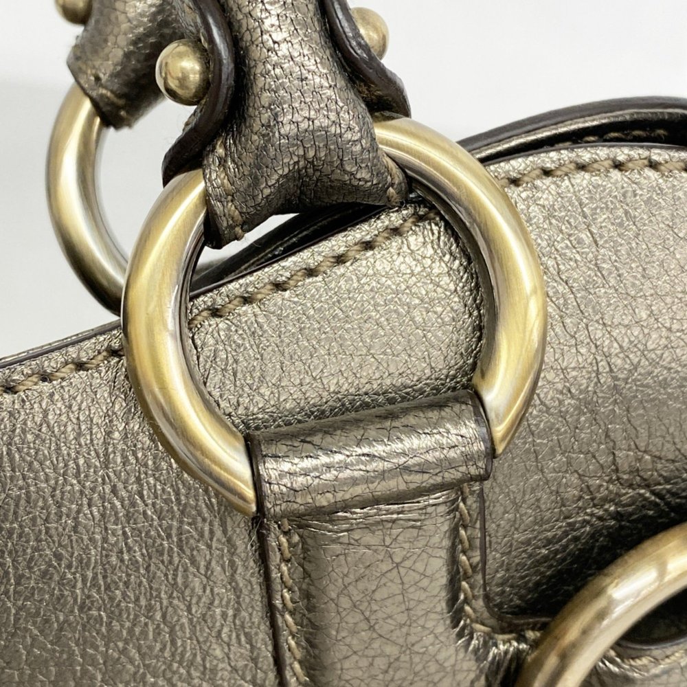 Salvatore Ferragamo Shoulder Bag Gancini Leather Bronze Women's - Picture 8 of 10